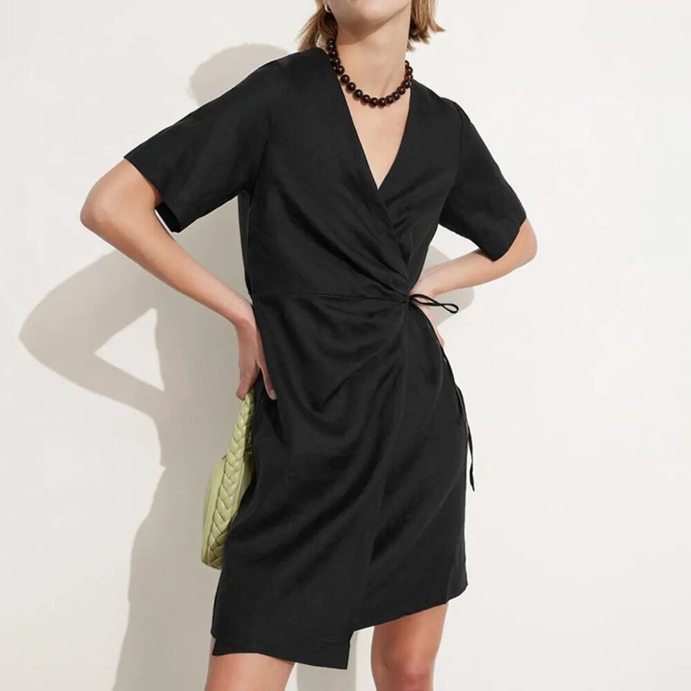 & Other Stories Wrap Dress (Black, XS)